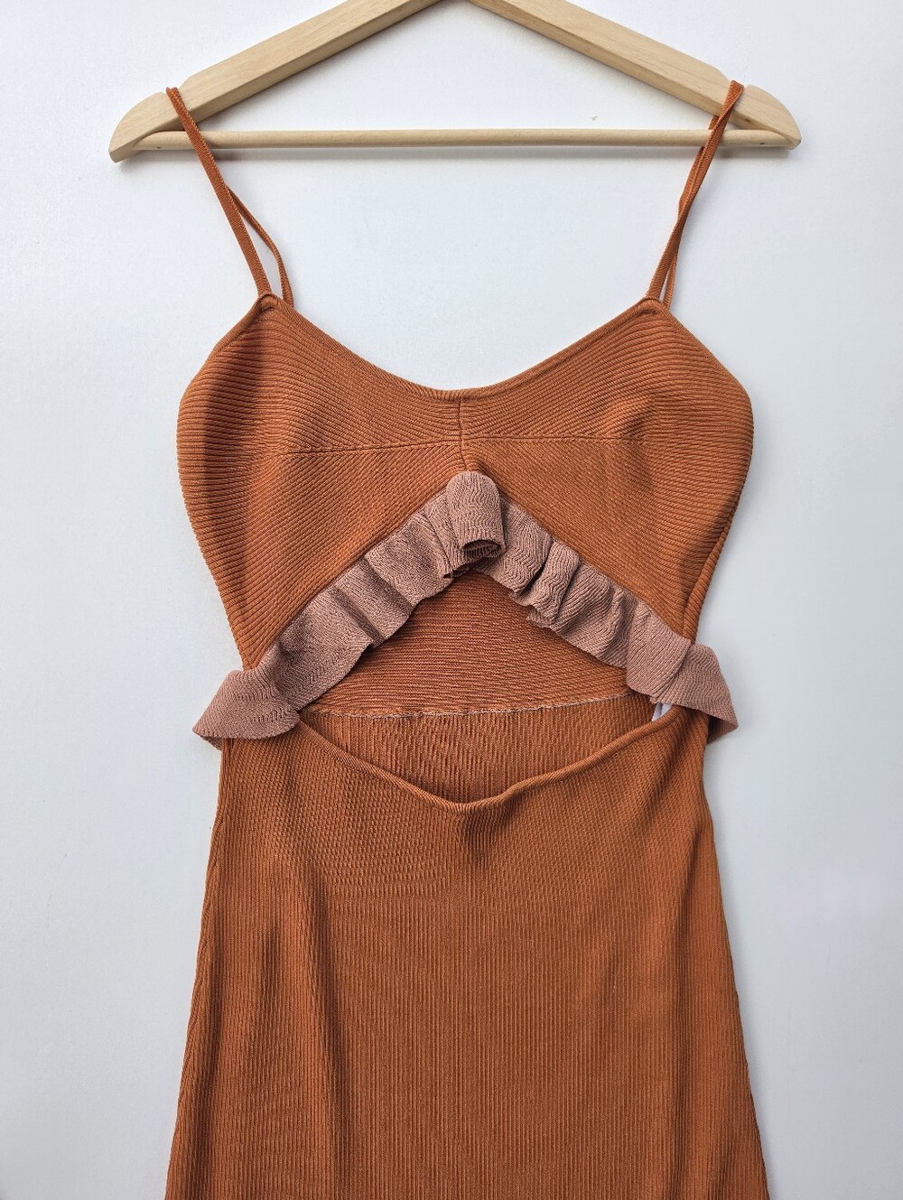 Mon Renn Burnt Orange Sleeveless Calypso Knit‎ Midi Dress View 6